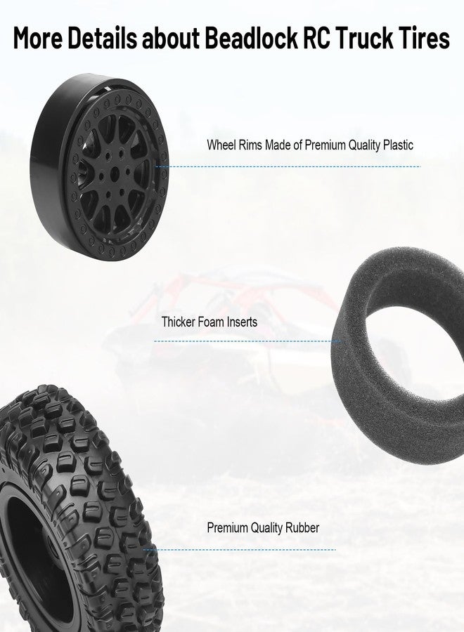 daitoku 1/12 RC Rubber Tires, daitoku RC Car Tires and Wheels for 1/12 WPL B14 B24 C14 C24 MN D90 D91 D96 D99 - Style C (Black) - Image 2
